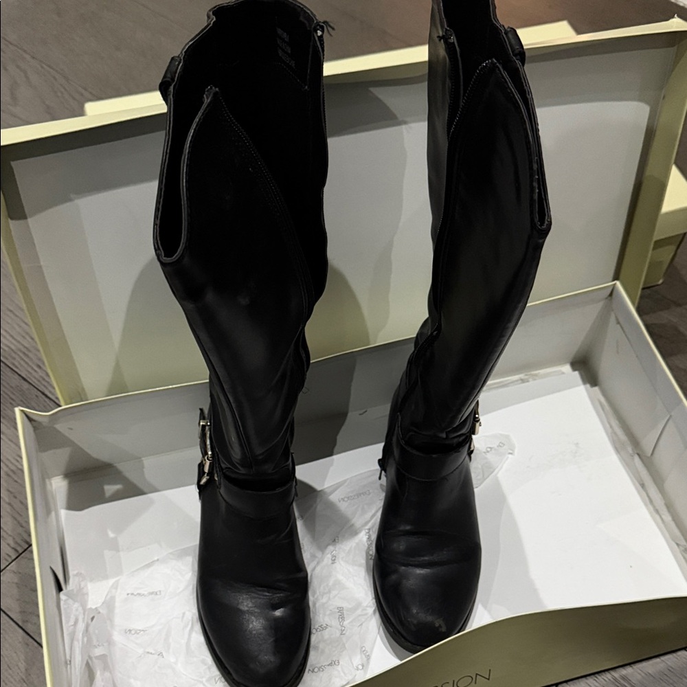 Expressions Sleek Black Over the Knee Boots